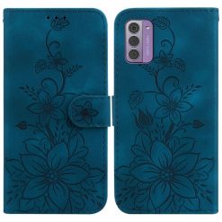 Lacné Kryty | Peňaženkové puzdro Embossing Pattern Ľalia modré – Nokia G42 | Lacné Kryty