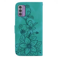 Lacné Kryty | Peňaženkové puzdro Embossing Pattern Ľalia zelené – Nokia G42 | Lacné Kryty