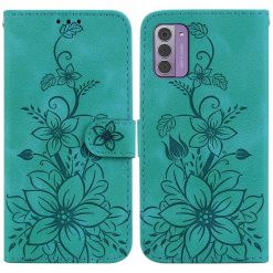 Lacné Kryty | Peňaženkové puzdro Embossing Pattern Ľalia zelené – Nokia G42 | Lacné Kryty