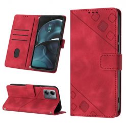 Lacné Kryty | Peňaženkové puzdro Embossing Pattern Square červené – Motorola Moto G14 | Lacné Kryty