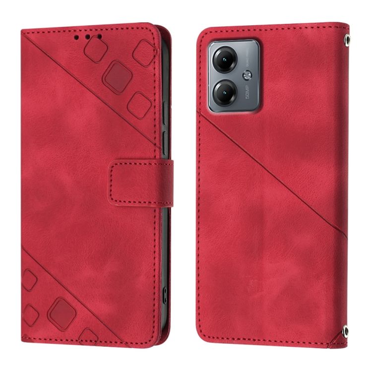 Peňaženkové puzdro Embossing Pattern Square červené – Motorola Moto G14