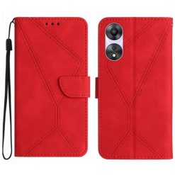 Lacné Kryty | Peňaženkové puzdro Embossing Pattern Stitchy case červené – Oppo A78 4G | Lacné Kryty