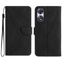 Lacné Kryty | Peňaženkové puzdro Embossing Pattern Stitchy case čierne – Oppo A78 4G | Lacné Kryty