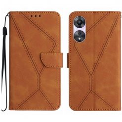 Lacné Kryty | Peňaženkové puzdro Embossing Pattern Stitchy case hnedé – Oppo A78 4G | Lacné Kryty