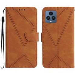 Lacné Kryty | Peňaženkové puzdro Embossing Pattern Stitchy case hnedé – T Phone / T Phone (2023) | Lacné Kryty