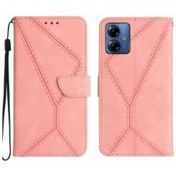 Peňaženkové puzdro Embossing Pattern Stitchy case ružové – Motorola Moto G14 | Lacné Kryty Lacné Kryty | Peňaženkové puzdro Embossing Pattern Stitchy case ružové – Motorola Moto G14 | Lacné Kryty