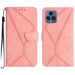 Lacné Kryty | Peňaženkové puzdro Embossing Pattern Stitchy case ružové – T Phone / T Phone (2023) | Lacné Kryty