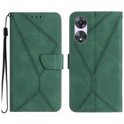 Lacné Kryty | Peňaženkové puzdro Embossing Pattern Stitchy case zelené – Oppo A78 4G | Lacné Kryty