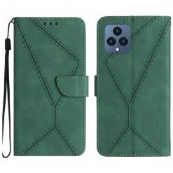 Lacné Kryty | Peňaženkové puzdro Embossing Pattern Stitchy case zelené – T Phone / T Phone (2023) | Lacné Kryty