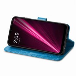 Lacné Kryty | Peňaženkové puzdro Embossing Pattern Štvorlístok modré – T Phone / T Phone (2023) | Lacné Kryty