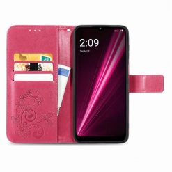 Lacné Kryty | Peňaženkové puzdro Embossing Pattern Štvorlístok ružové – T Phone / T Phone (2023) | Lacné Kryty