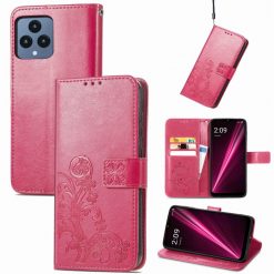Lacné Kryty | Peňaženkové puzdro Embossing Pattern Štvorlístok ružové – T Phone / T Phone (2023) | Lacné Kryty