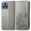 Lacné Kryty | Peňaženkové puzdro Embossing Pattern Štvorlístok fialové – T Phone / T Phone (2023) | Lacné Kryty