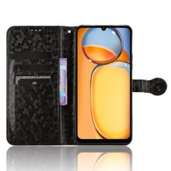 Lacné Kryty | Peňaženkové puzdro Honeycomb Dot Texture Case čierne – Xiaomi Redmi 13C / Xiaomi Poco C65 | Lacné Kryty