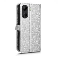 Lacné Kryty | Peňaženkové puzdro Honeycomb Dot Texture Case strieborné – Xiaomi Redmi 13C / Xiaomi Poco C65 | Lacné Kryty