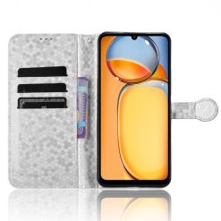 Lacné Kryty | Peňaženkové puzdro Honeycomb Dot Texture Case strieborné – Xiaomi Redmi 13C / Xiaomi Poco C65 | Lacné Kryty