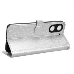Lacné Kryty | Peňaženkové puzdro Honeycomb Dot Texture Case strieborné – Xiaomi Redmi 13C / Xiaomi Poco C65 | Lacné Kryty
