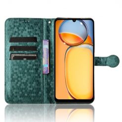 Lacné Kryty | Peňaženkové puzdro Honeycomb Dot Texture Case zelené – Xiaomi Redmi 13C / Xiaomi Poco C65 | Lacné Kryty
