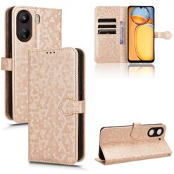 Lacné Kryty | Peňaženkové puzdro Honeycomb Dot Texture Case zlaté – Xiaomi Redmi 13C / Xiaomi Poco C65 | Lacné Kryty