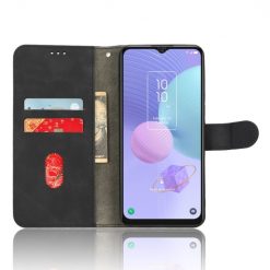 Lacné Kryty | Peňaženkové puzdro Solid čierne – TCL 408 | Lacné Kryty