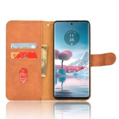 Lacné Kryty | Peňaženkové puzdro Solid hnedé – Motorola Edge 40 Neo | Lacné Kryty