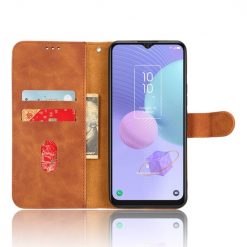 Peňaženkové puzdro Solid hnedé – TCL 408 | Lacné Kryty Lacné Kryty | Peňaženkové puzdro Solid hnedé – TCL 408 | Lacné Kryty