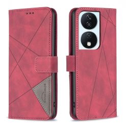 Lacné Kryty | Knižkové puzdro Rhombus červené – Honor X7b | Lacné Kryty