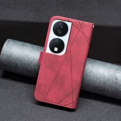 Lacné Kryty | Knižkové puzdro Rhombus červené – Honor X7b | Lacné Kryty