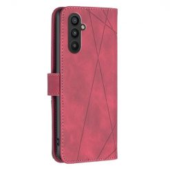 Lacné Kryty | Knižkové puzdro Rhombus červené – Samsung Galaxy A25 5G | Lacné Kryty