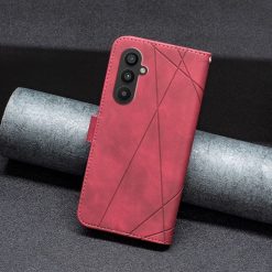 Lacné Kryty | Knižkové puzdro Rhombus červené – Samsung Galaxy A25 5G | Lacné Kryty