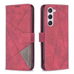 Lacné Kryty | Knižkové puzdro Rhombus červené – Samsung Galaxy S24 | Lacné Kryty