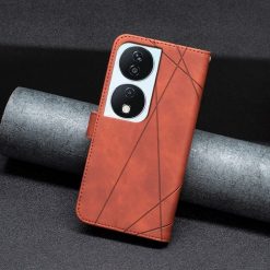 Knižkové puzdro Rhombus hnedé – Honor X7b | Lacné Kryty Lacné Kryty | Knižkové puzdro Rhombus hnedé – Honor X7b | Lacné Kryty