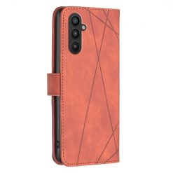 Lacné Kryty | Knižkové puzdro Rhombus hnedé – Samsung Galaxy A25 5G | Lacné Kryty