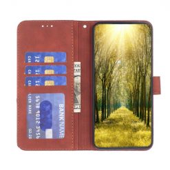 Lacné Kryty | Knižkové puzdro Rhombus hnedé – Samsung Galaxy A25 5G | Lacné Kryty