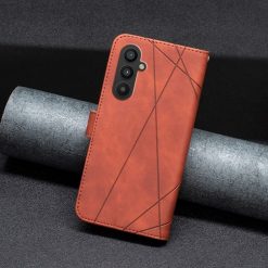 Lacné Kryty | Knižkové puzdro Rhombus hnedé – Samsung Galaxy A25 5G | Lacné Kryty