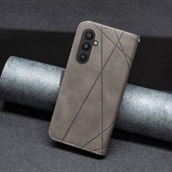 Knižkové puzdro Rhombus sivé – Samsung Galaxy A25 5G | Lacné Kryty Lacné Kryty | Knižkové puzdro Rhombus sivé – Samsung Galaxy A25 5G | Lacné Kryty