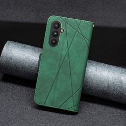 Lacné Kryty | Knižkové puzdro Rhombus zelené – Samsung Galaxy A25 5G | Lacné Kryty