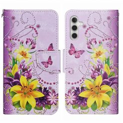 Lacné Kryty | Knižkové puzdro Trendy Colored case Žltý motýľ – Samsung Galaxy A15 4G/5G | Lacné Kryty