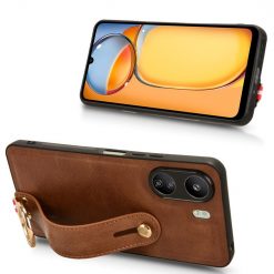 Lacné Kryty | Kryt Wristband Case hnedý – Xiaomi Redmi 13C / Xiaomi Poco C65 | Lacné Kryty