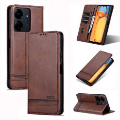 Lacné Kryty | Peňaženkové puzdro AZNS book case tmavohnedé – Xiaomi Redmi 13C / Xiaomi Poco C65 | Lacné Kryty