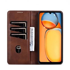 Lacné Kryty | Peňaženkové puzdro AZNS book case tmavohnedé – Xiaomi Redmi 13C / Xiaomi Poco C65 | Lacné Kryty