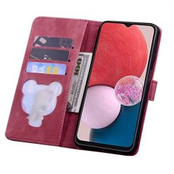 Peňaženkové puzdro Embossing Pattern Mačka bordové – Samsung Galaxy A15 4G/5G | Lacné Kryty Lacné Kryty | Peňaženkové puzdro Embossing Pattern Mačka bordové – Samsung Galaxy A15 4G/5G | Lacné Kryty