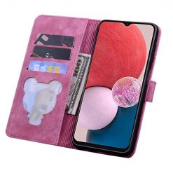 Lacné Kryty | Peňaženkové puzdro Embossing Pattern Mačka ružové – Samsung Galaxy A15 4G/5G | Lacné Kryty