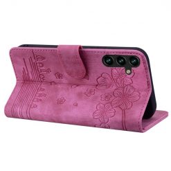 Lacné Kryty | Peňaženkové puzdro Embossing Pattern Mačka ružové – Samsung Galaxy A15 4G/5G | Lacné Kryty