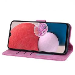 Lacné Kryty | Peňaženkové puzdro Embossing Pattern Mačka ružové – Samsung Galaxy A15 4G/5G | Lacné Kryty