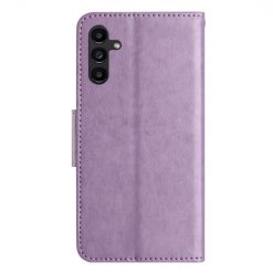 Peňaženkové puzdro Embossing Pattern Motýľ a kvet bledofialové – Samsung Galaxy A15 4G/5G | Lacné Kryty Lacné Kryty | Peňaženkové puzdro Embossing Pattern Motýľ a kvet bledofialové – Samsung Galaxy A15 4G/5G | Lacné Kryty