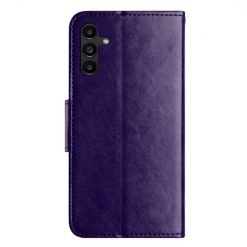 Peňaženkové puzdro Embossing Pattern Motýľ a kvet fialové – Samsung Galaxy A15 4G/5G | Lacné Kryty Lacné Kryty | Peňaženkové puzdro Embossing Pattern Motýľ a kvet fialové – Samsung Galaxy A15 4G/5G | Lacné Kryty