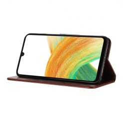 Peňaženkové puzdro Embossing Pattern Motýľ a kvet hnedé – Samsung Galaxy A05s | Lacné Kryty Lacné Kryty | Peňaženkové puzdro Embossing Pattern Motýľ a kvet hnedé – Samsung Galaxy A05s | Lacné Kryty