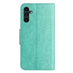 Lacné Kryty | Peňaženkové puzdro Embossing Pattern Motýľ a kvet zelené – Samsung Galaxy A05s | Lacné Kryty