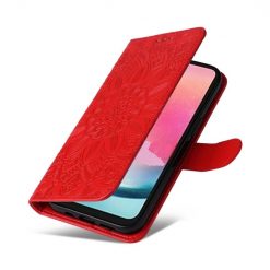 Peňaženkové puzdro Embossing Pattern Slnečnica červené – Samsung Galaxy A25 5G | Lacné Kryty Lacné Kryty | Peňaženkové puzdro Embossing Pattern Slnečnica červené – Samsung Galaxy A25 5G | Lacné Kryty